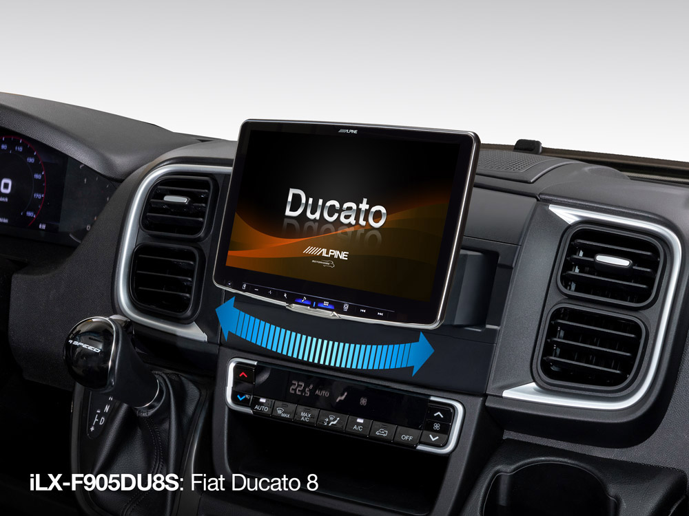Alpine iLX-F905DU8S Autoradio met 1DIN-chassis en draaibaar 9-inch capacitief WXGA-scherm, met DAB+ digitale radio voor Fiat Ducato 8
