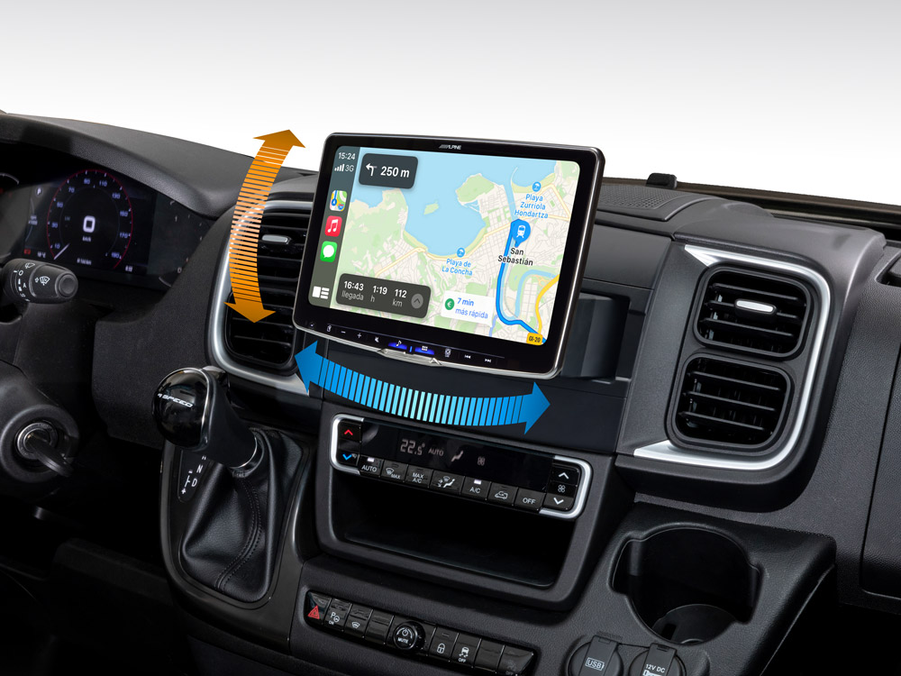 Alpine iLX-F115DU8S Autoradio met 1DIN-chassis met draaibaar 11-inch capacitief WXGA-scherm, met DAB+ digitale radio voor Fiat Ducato 8