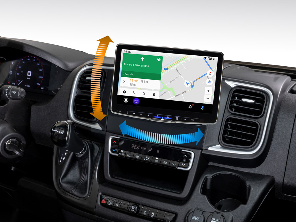 Alpine iLX-F115DU8S Autoradio met 1DIN-chassis met draaibaar 11-inch capacitief WXGA-scherm, met DAB+ digitale radio voor Fiat Ducato 8